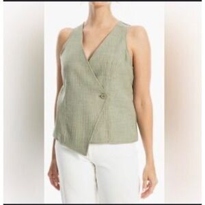 Max Studio London Wrap Top Women S Green New Asymmetrical V-Neck 5706U43